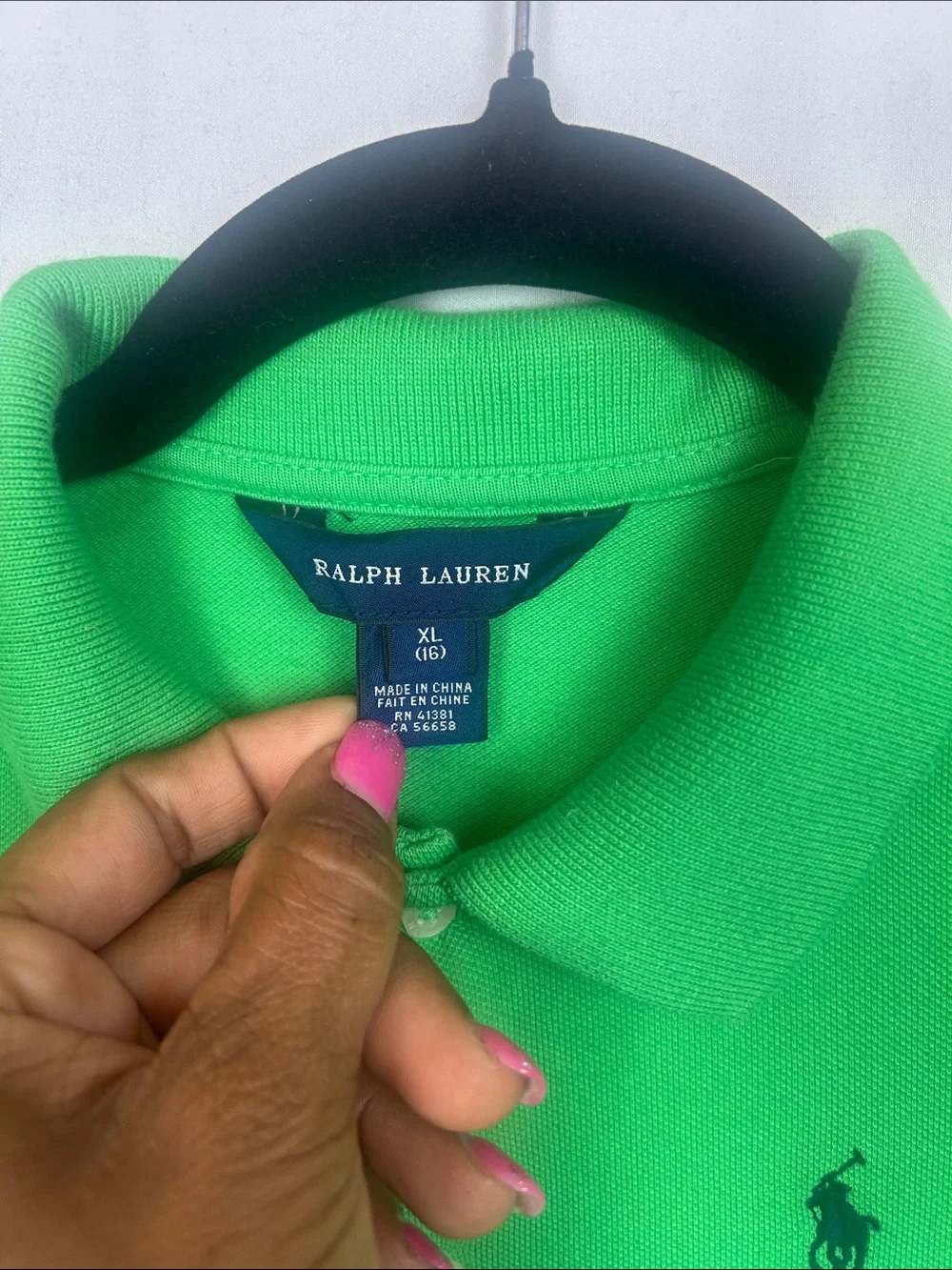 Ralph Lauren Bright Green Polo Dress with Pink Hem Stripes